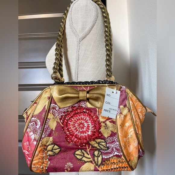 Vintage Y2K Floral Beaded Purse - Picture 1 of 12